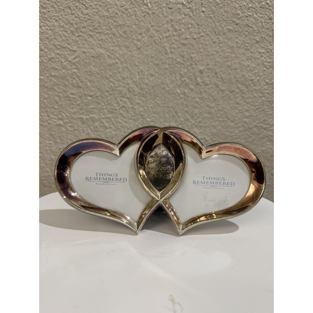 Things Remembered Double Heart Wedding Photo Frame Silver Tone 2007